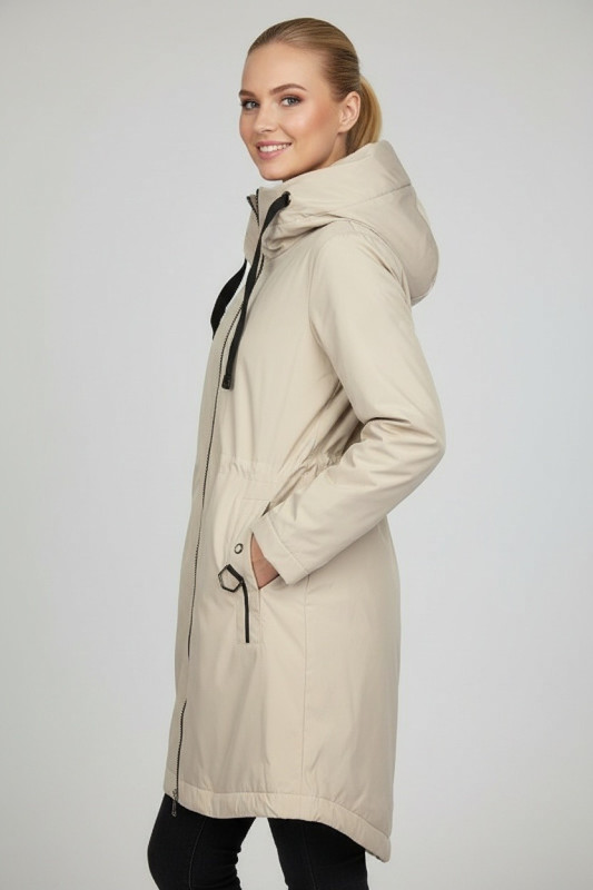 Jachetă de tranziție cu glugă ecru