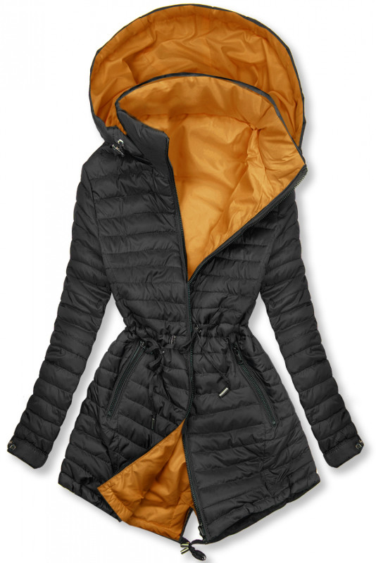 Parka matlasată reversibilă negru/caramel