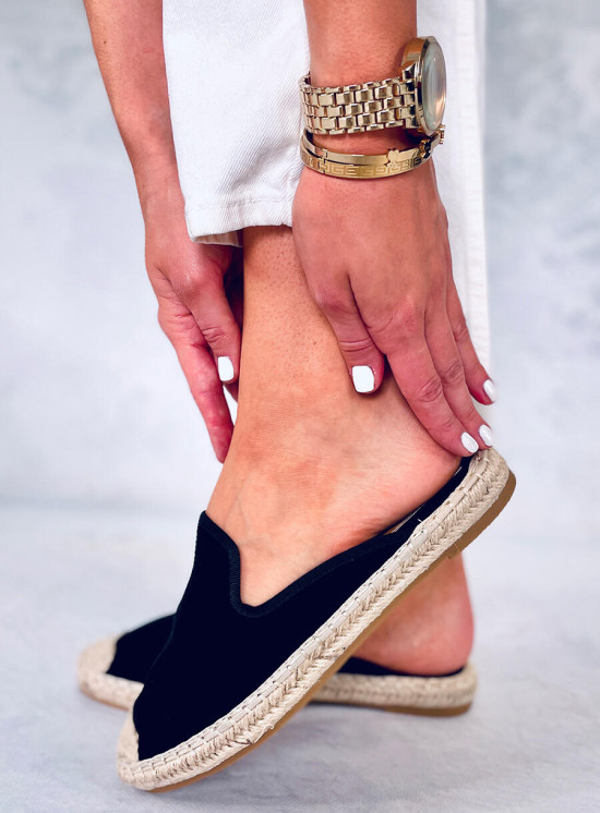 Espadrile negre cu călcâiul deschis