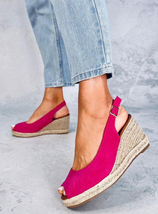 Espadrile pe platformă Open-Toe fucsia
