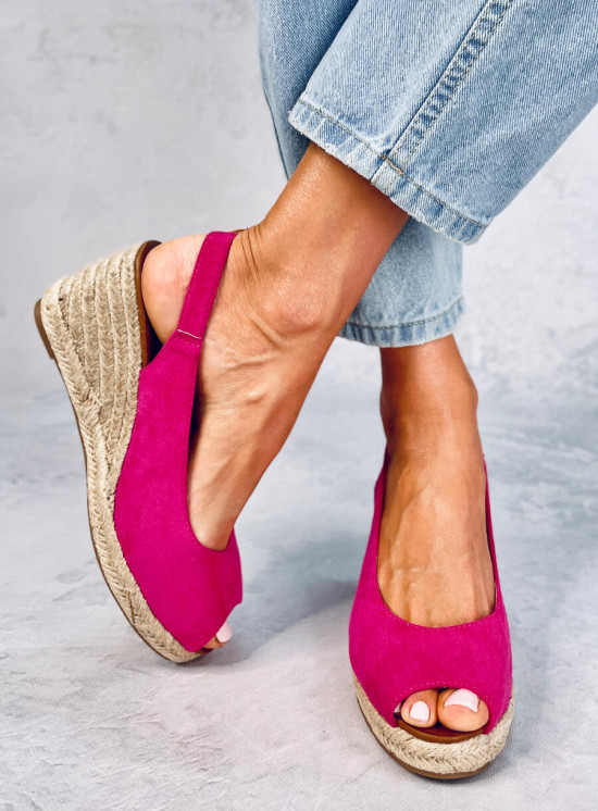 Espadrile pe platformă Open-Toe fucsia