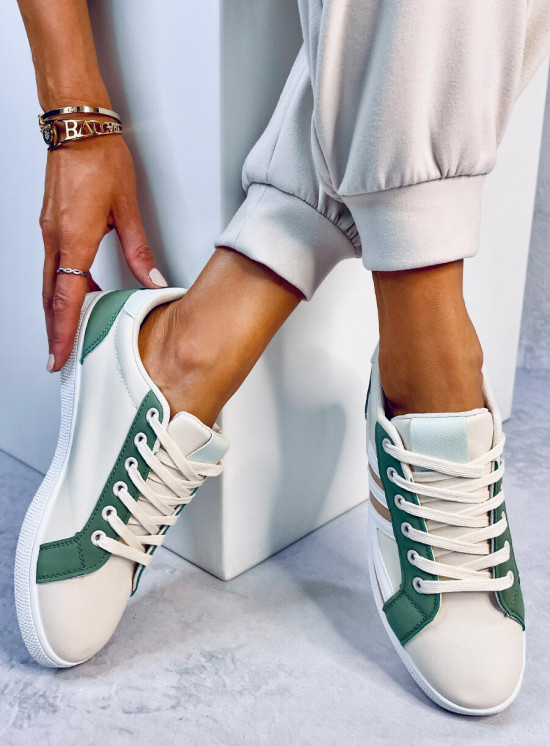 Adidași cu șireturi bej-verde