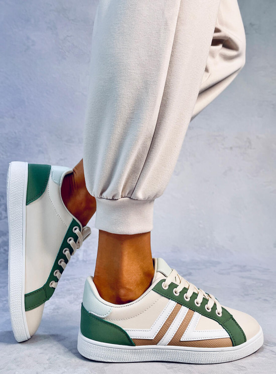 Adidași cu șireturi bej-verde