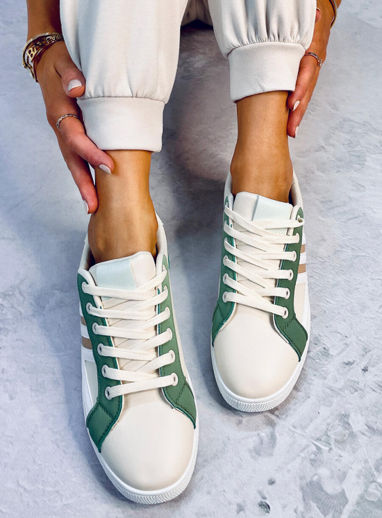Adidași cu șireturi bej-verde