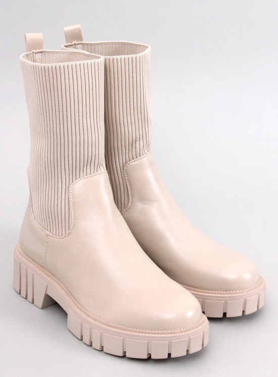 Botine cu platformă bej