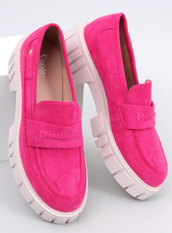 Mocasini fucsia din piele intoarsă cu platformă