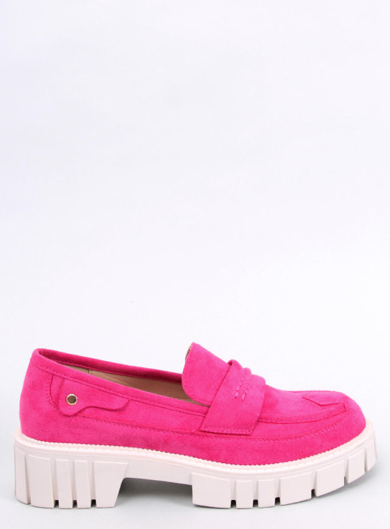 Mocasini fucsia din piele intoarsă cu platformă