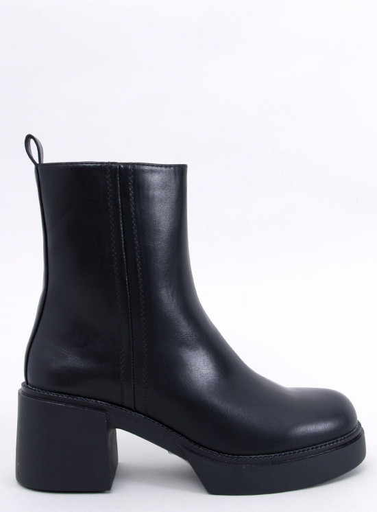 Botine negre pe toc stabil