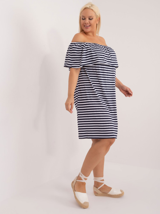 Rochie plus size albă și albastră