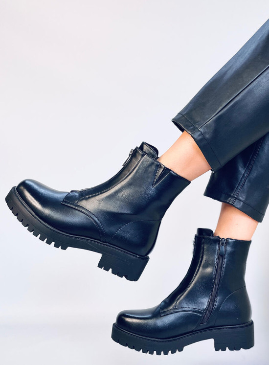 Botine negre cu fermoar