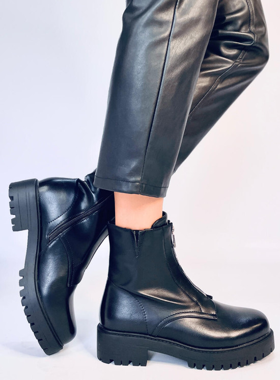 Botine negre cu fermoar