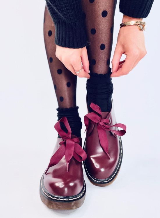Mocasini în stil Martens vișiniu