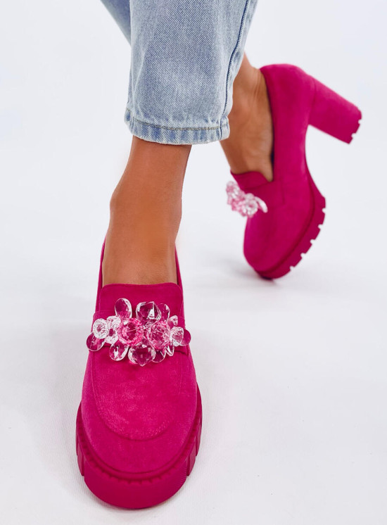 Mocasini roz cu toc