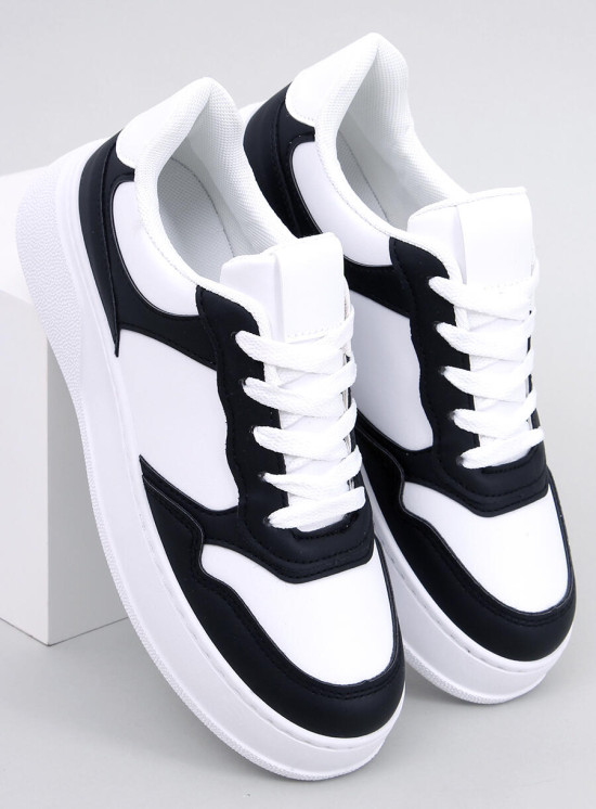 Pantofi sport cu talpă înaltă alb/negru