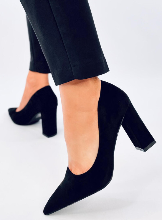 Pantofi stiletto din piele întoarsă negri