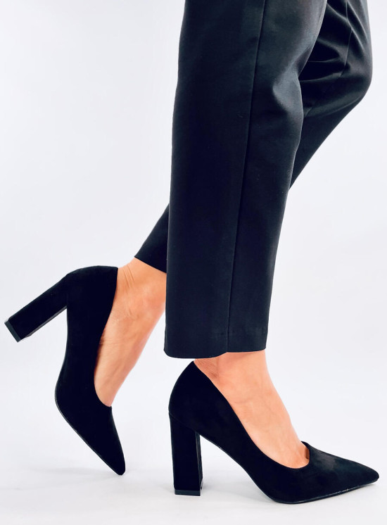 Pantofi stiletto din piele întoarsă negri