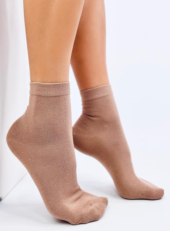 Șosete netede maro camel fără model