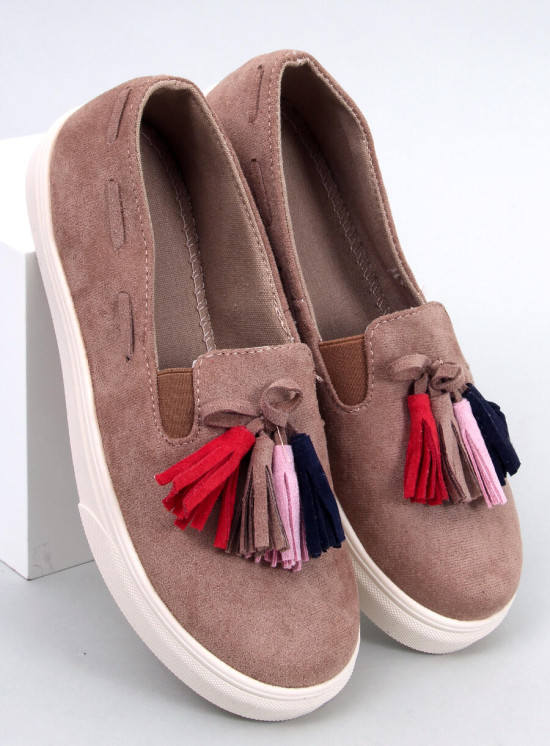 Espadrile maro slip-on cu franjuri