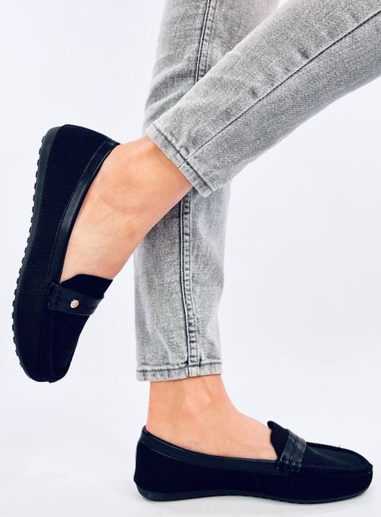 Mocasini negri din textil