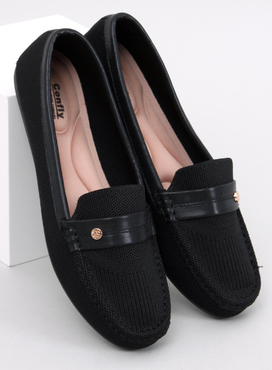 Mocasini negri din textil