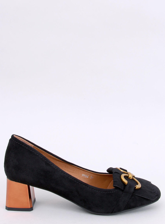 Pantofi negri cu toc color cupru