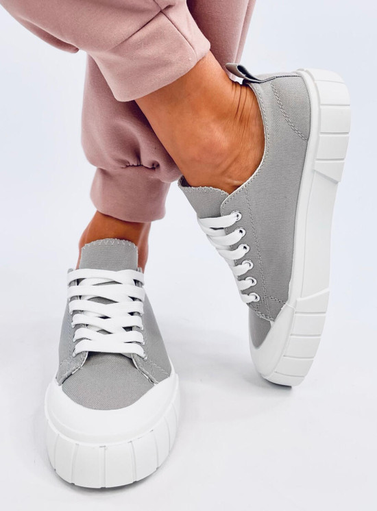 Teniși de damă din pânză gri