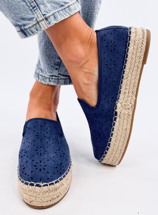 Espadrile albastre din piele întoarsă perforată