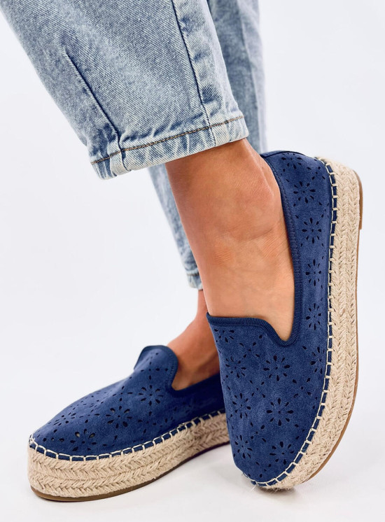 Espadrile albastre din piele întoarsă perforată