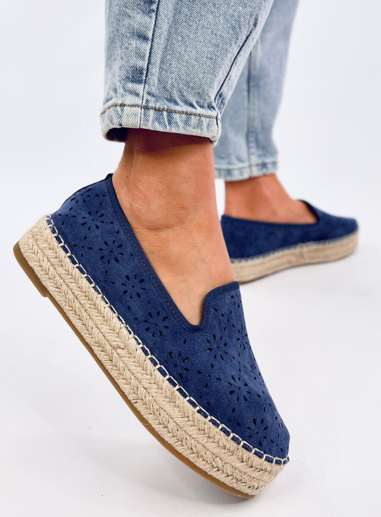 Espadrile albastre din piele întoarsă perforată