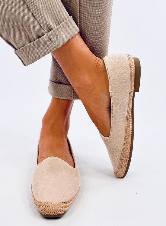 Espadrile bej din piele întoarsă ecologică