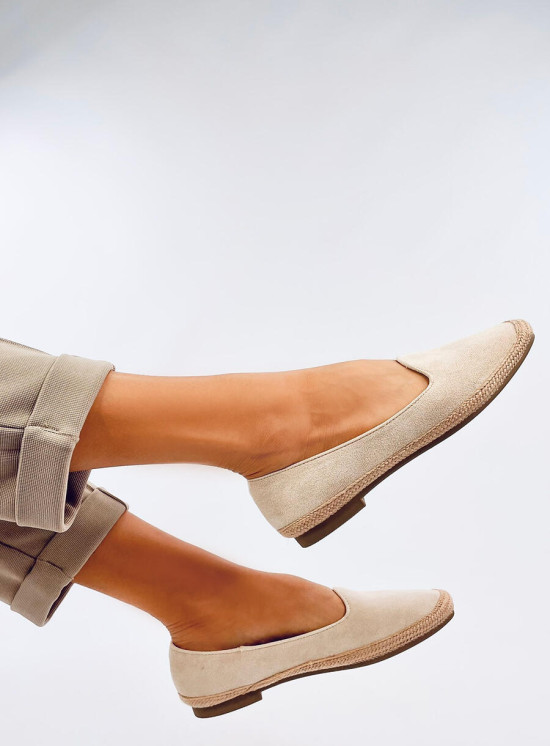 Espadrile bej din piele întoarsă ecologică