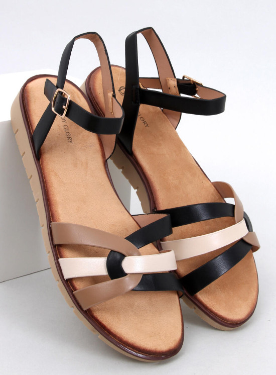 Sandale joase negre/bej