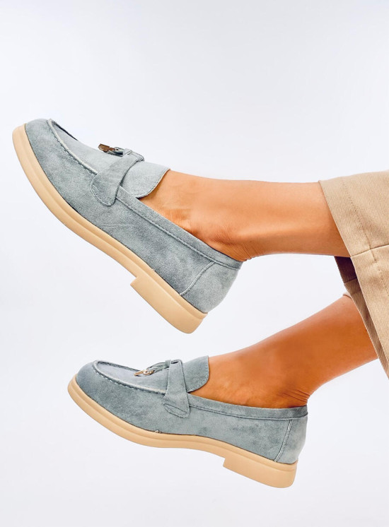 Mocasini de piele intoarsă albastru deschis Olivia