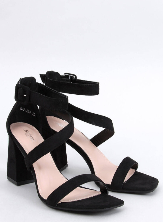 Sandale negre elegante cu bretele