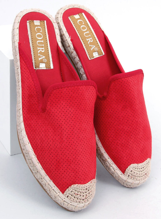 Espadrile roșii cu călcâiul deschis