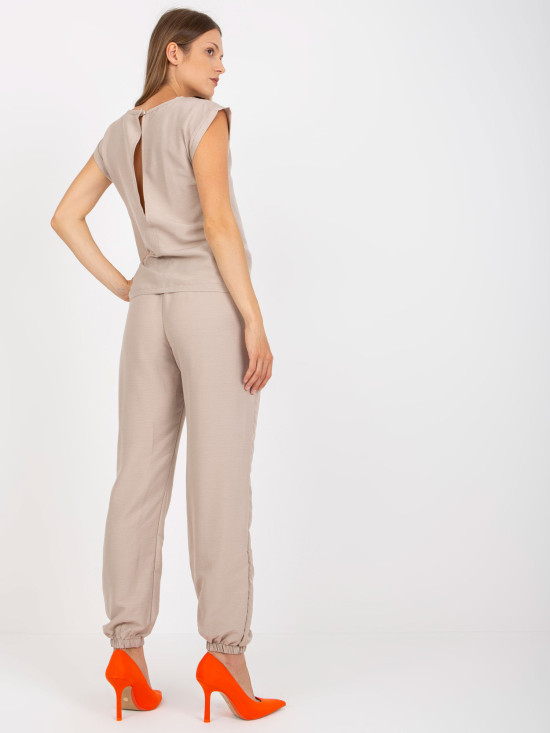 Compleu casual bej cu buzunare RUE PARIS