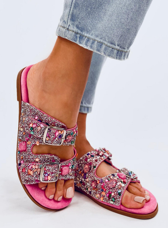 Șlapi de damă cu pietre roz