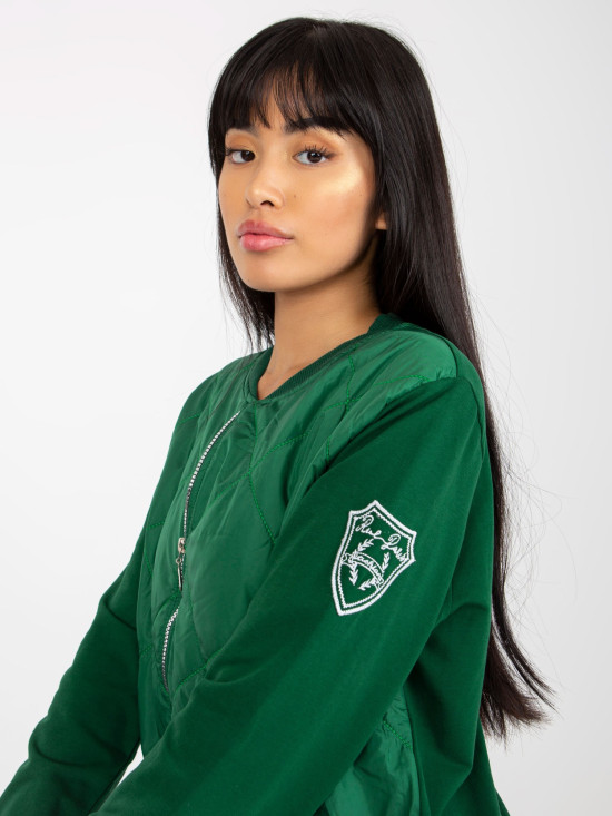 Jachetă bomber verde închis pentru femei cu quilt RUE PARIS