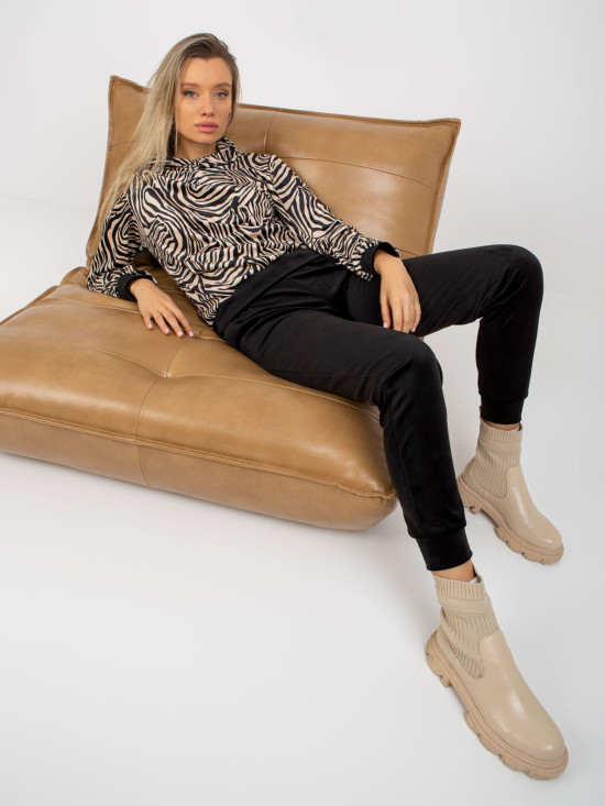 Compleu velur bej-negru cu hanorac cu model de leopard RUE PARIS