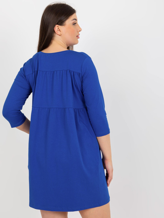 Rochie mini kobalt plus size cu buzunare Dalen