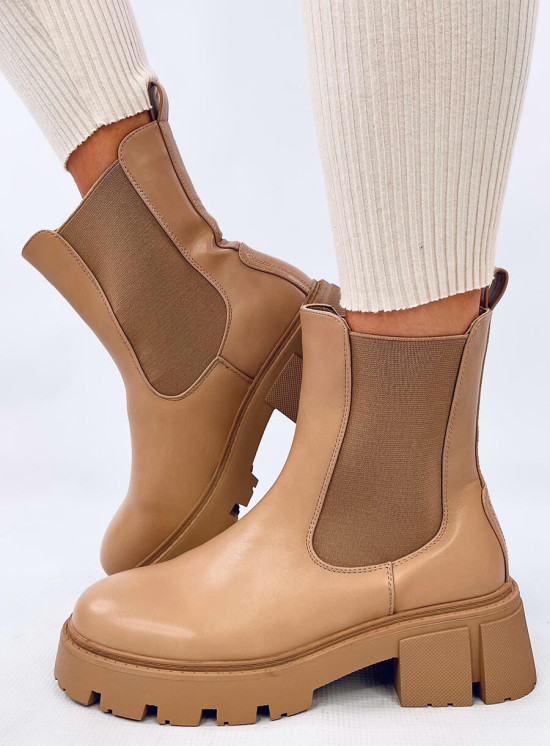 Botine înalte de culoare bej