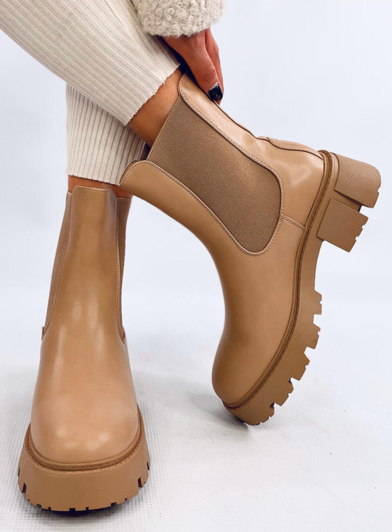 Botine înalte de culoare bej