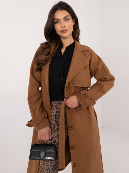 Palton elegant de tranziție în culoarea camel