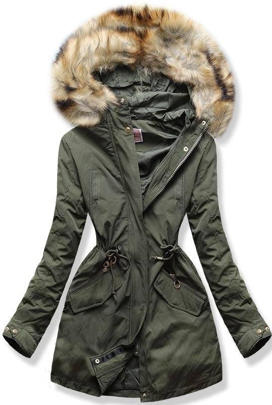 Parka khaki de iarnă cu căptușeală detașabilă
