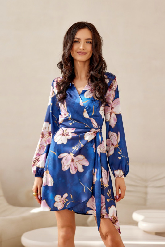 Rochie mini cu imprimeu și cordon în talie