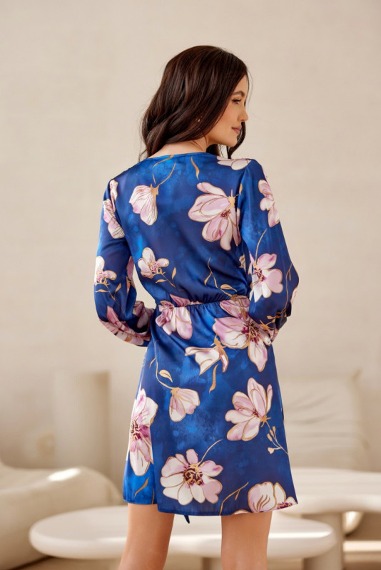 Rochie mini cu imprimeu și cordon în talie