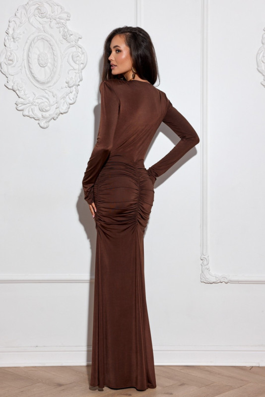 Rochie maxi în culoare maro
