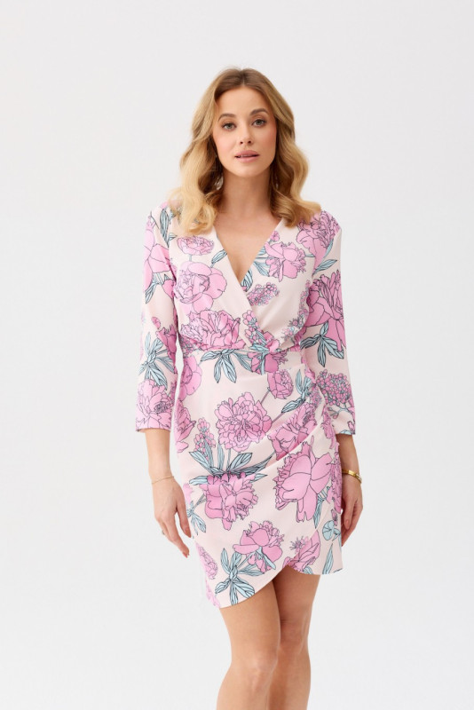 Rochie petrecută cu mâneci 3/4 Odetta, roz