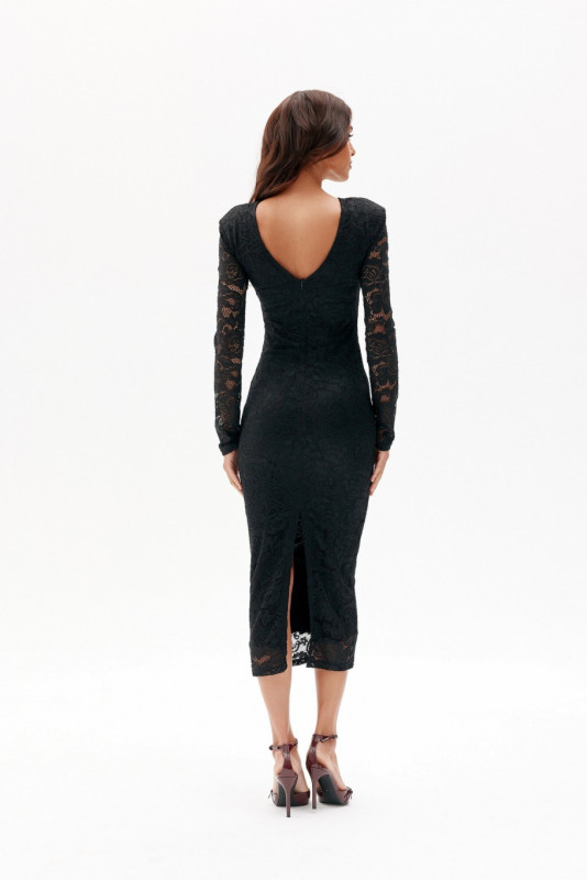 Rochie neagră din dantelă, lungime 7/8