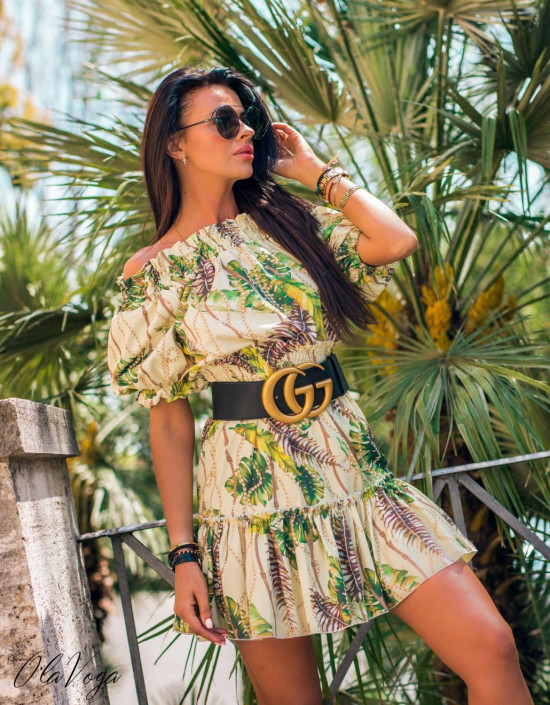 Rochie bej-galben Serena/O'la Voga